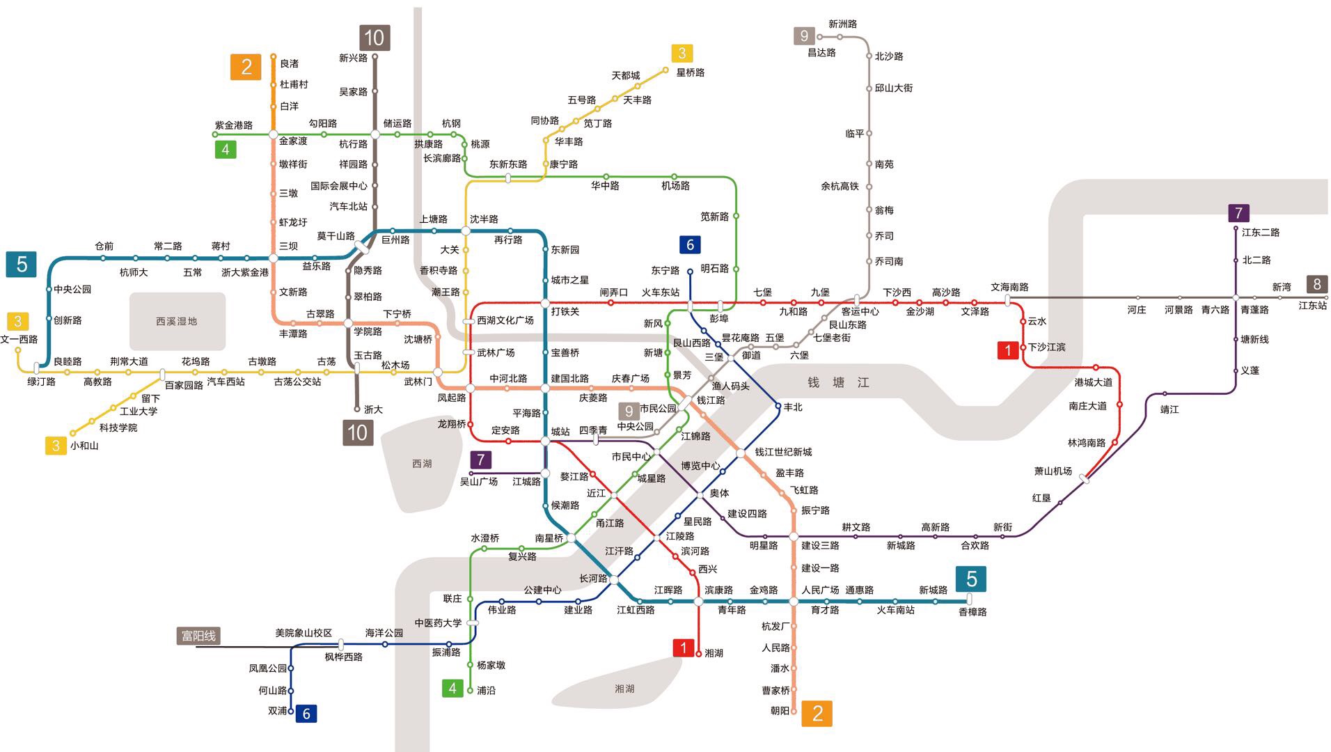 杭州地铁线路图 二期图片